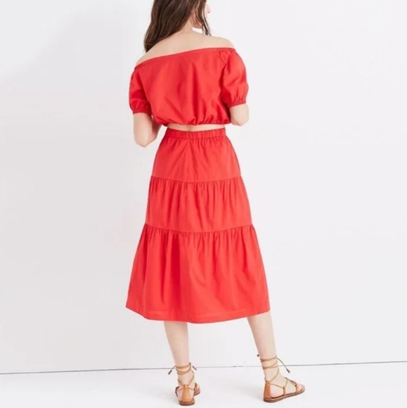 Madewell Red Button-Down Skirt - Picture 2 of 12